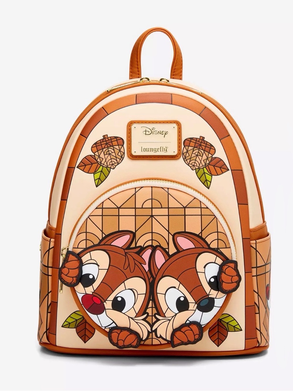 New Loungefly Disney Chip & Dale Stained Glass Mini Backpack